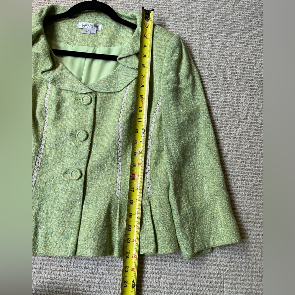 Kay Under New York Linen Silk Blazer Green size 12 - Picture 14 of 14